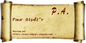 Paur Alpár névjegykártya